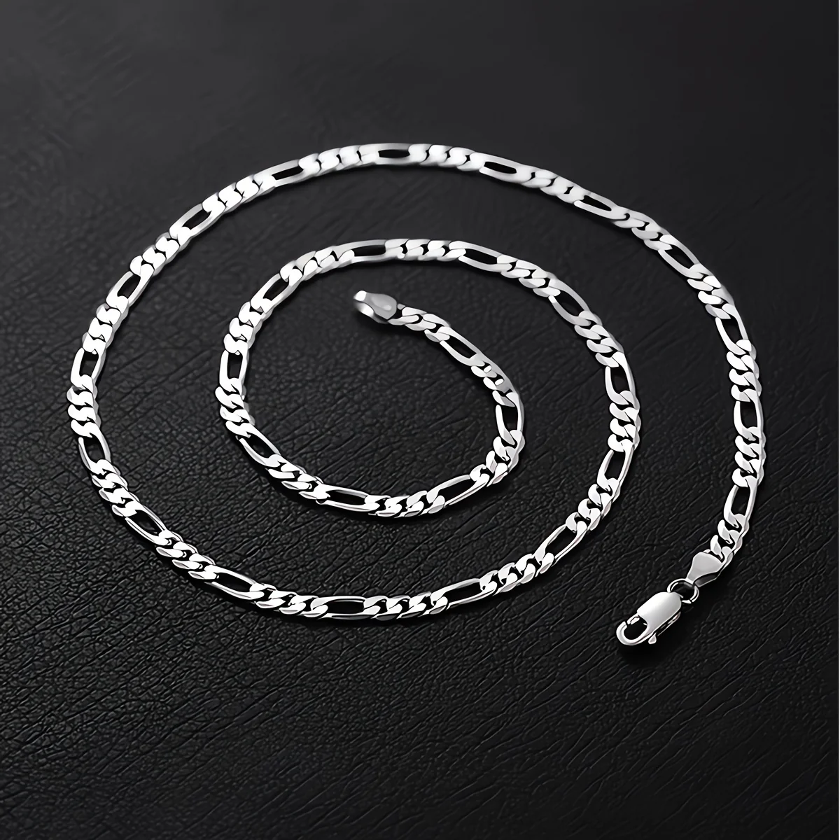 1PCS Figaro Chain Necklace - Durable Silver Plated, Timeless Classic Design, Adjustable 16-30 inches, Unisex Punk Hip Hop Jewelry for Men and Women - Unique Figaro Chain Link Design - Deanwangkt