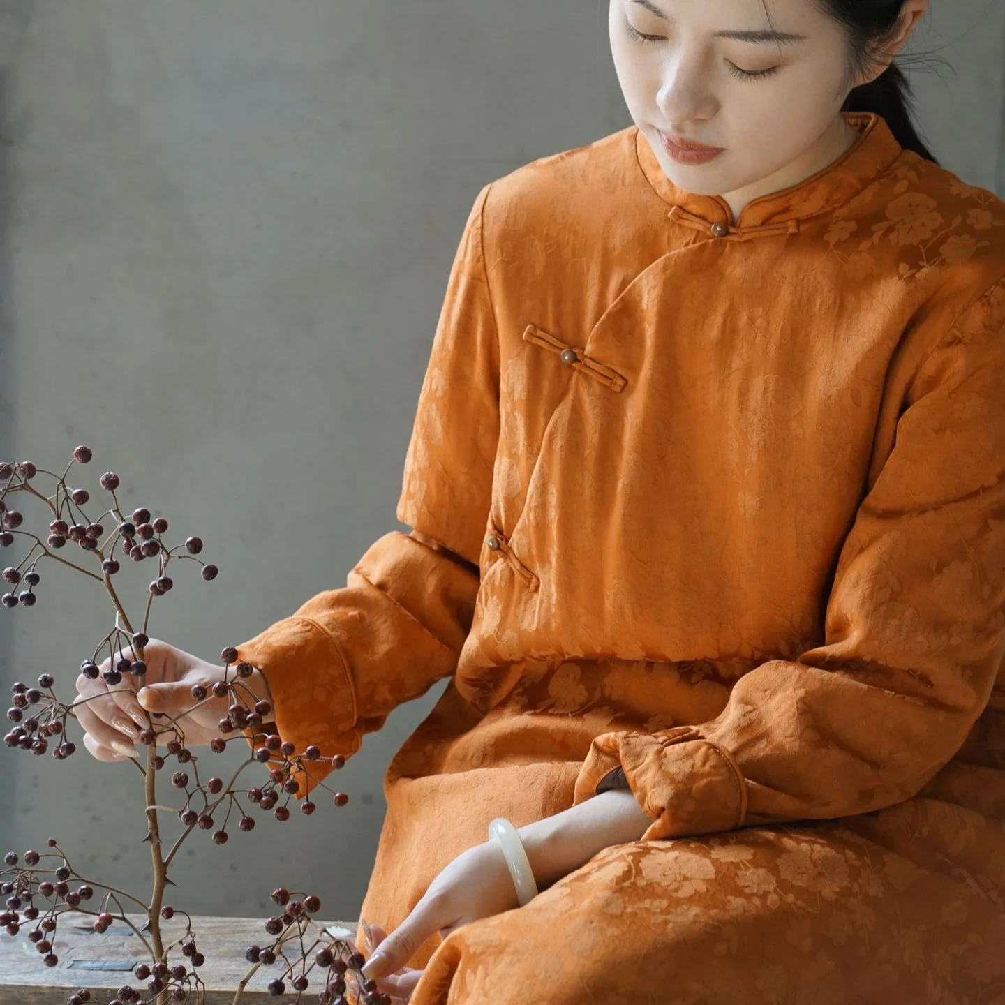 new Chinese retro silk jacquard cotton cheongsam, Oriental New Year warm robe dress L24302 - Deanwangkt