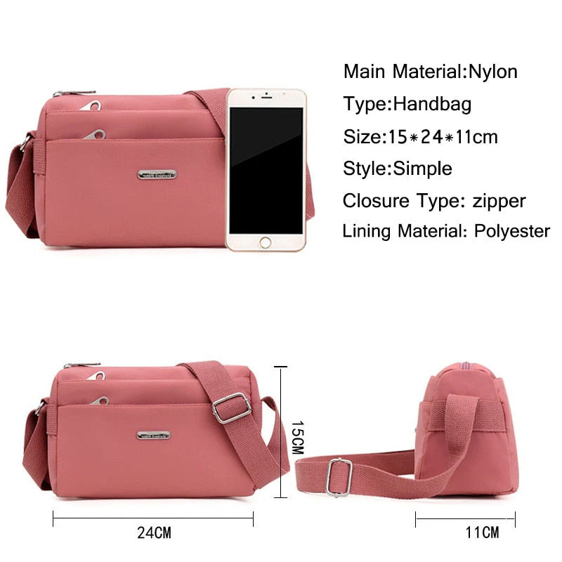 deanwangkt - Nylon Women Shoulder Bags Casual Female Handbags Solid Color Travel Crossbody Bag for Women Simple Ladies Wallet Retro Handbag - Deanwangkt