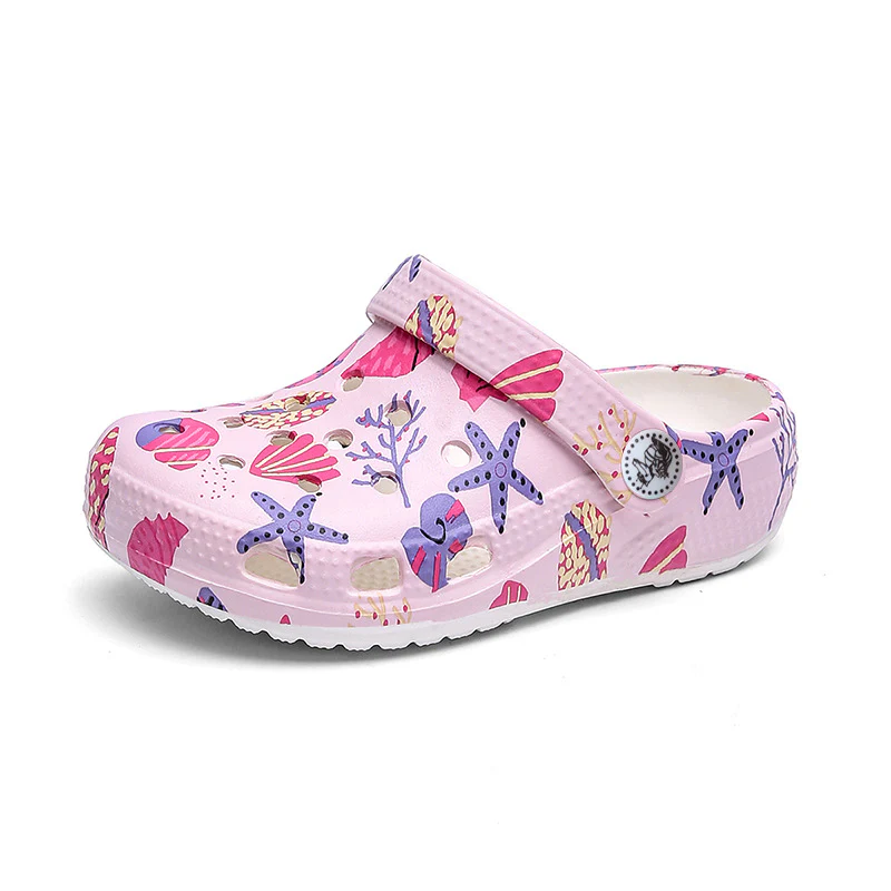 DEANWANGKT Summer New Children Shell Hole Shoes Printed Outdoor Beach Shoes Fashion Children's Sandals - Deanwangkt