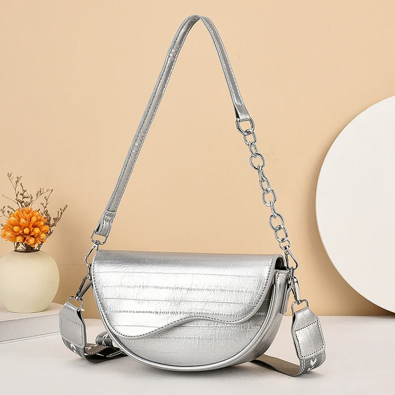 Women's bag popular new fashion versatile light luxury chain bag solid color commuting temperament single shoulder messenger bag women - Deanwangkt
