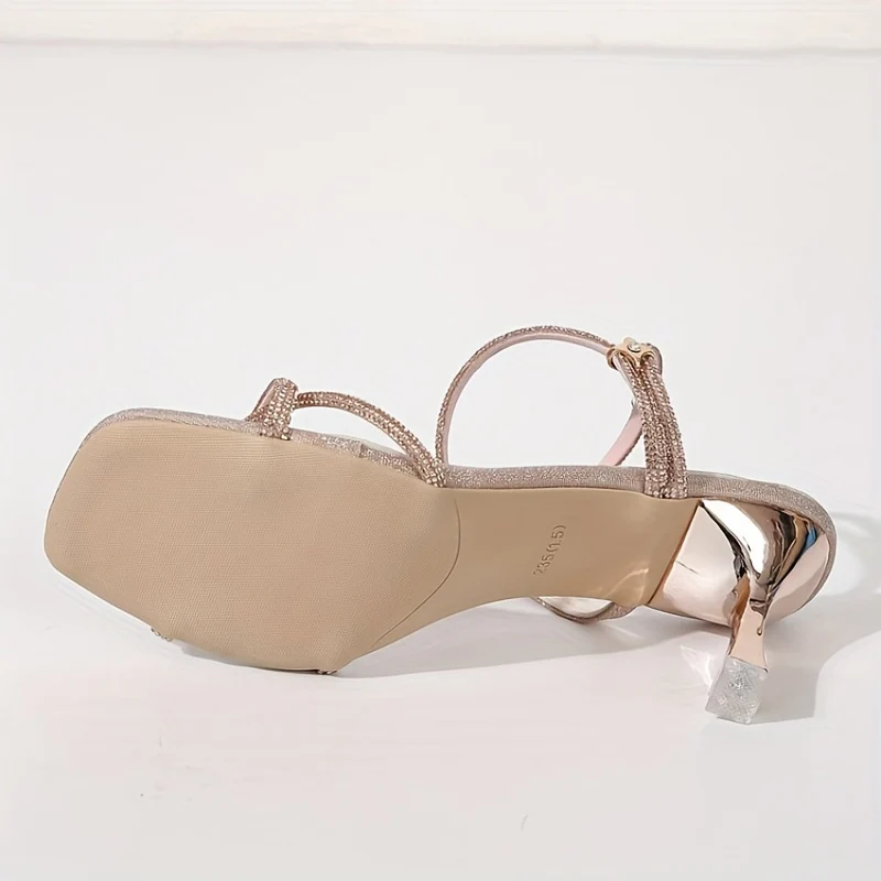 deanwangkt  Women's Summer Rhinestone Stiletto Heels, Elegant Strappy High Heel Sandals, Fashionable Slingback Party Dressy Shoes - Deanwangkt