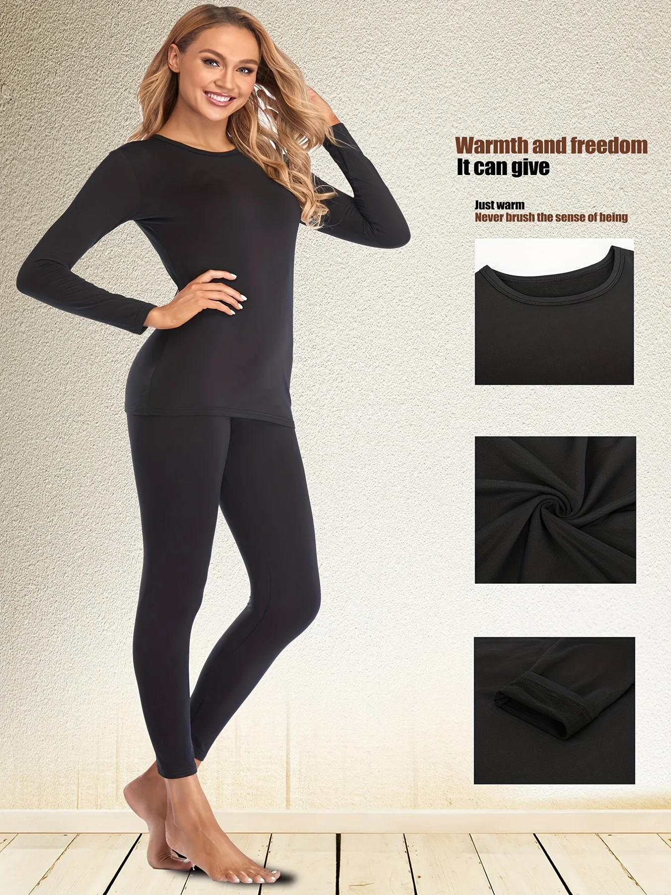 Cozy Seamless Thermal Underwear Set - Ultra-Soft Long Sleeve Design, Classic Crew Neck Tops & Cozy Pants for Women - Perfect Loungewear & Everyday Underwear Essentials - Deanwangkt