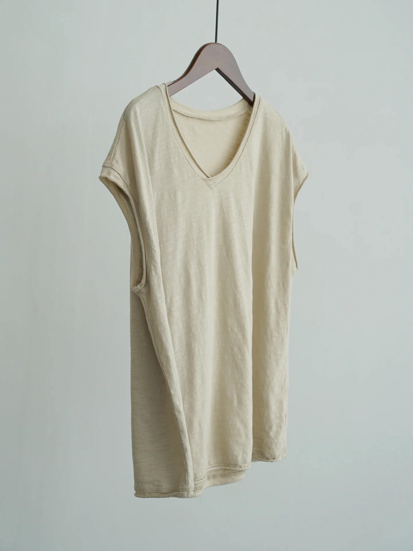 Original literary and artistic Xinjiang cotton is easy to wear and comfortable cotton T-shirt, summer bamboo cotton nostalgic versatile vest W25152 - Deanwangkt