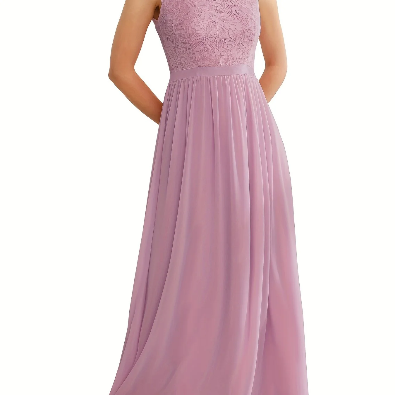 Alluring Solid Lace V-Neck Aline Dress - Timeless Sleeveless Design for Weddings & Special Occasions - Bridesmaids & Formal Events - Womens Clothing - Deanwangkt