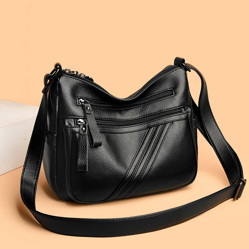 Women's Soft Leather Bag Best-Selling New Type Fashion All-Match Middle-Aged Mom Shoulder Messenger Bag Middle-Aged and Elderly Soft Leather Women's Bag - Deanwangkt