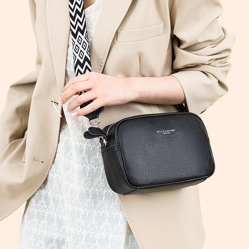 Genuine Leather Bag Spring Style Women's All-Match Shoulder Bag High-Grade First Layer Cowhide Small Square Bag Commuter Soft Bag Messenger Bag - Deanwangkt