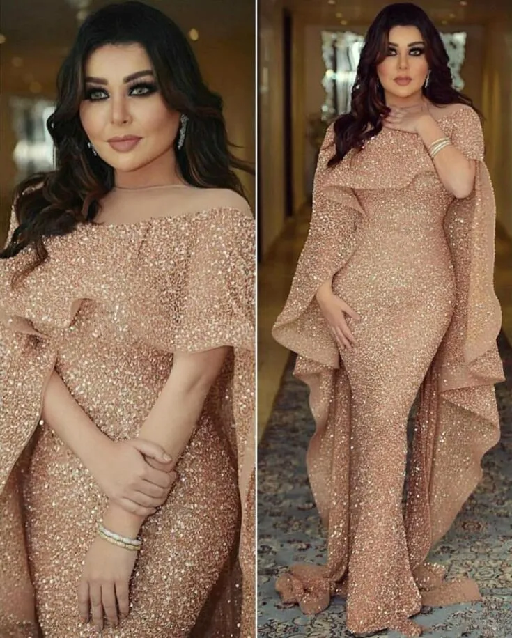 Luxury Mermaid Arabic Long Mother of Bride Dress Jewel Neck Sequins Floor Length Middle East Prom Formal Party Prom Gowns BC0199 - Deanwangkt