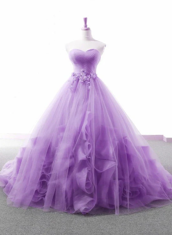 Solvbao Light Purple Sweetheart Tulle Ball Gown Princess New Style Formal Dress, Purple Party Dress - Deanwangkt