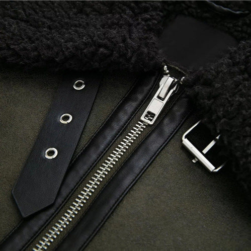 Locomotive clothes women's winter New new Korean version loose jacket fried street velvet thickened fur integrated lamb wool jacket - Deanwangkt