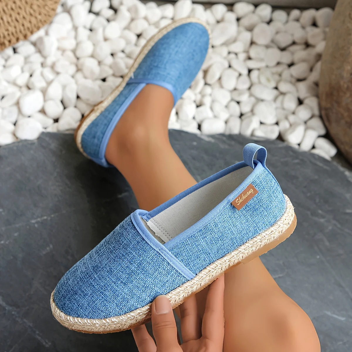 Womens Comfortable Canvas Slip-On Loafers - Lightweight, Breathable, and Flat Espadrille Shoes for Summer Walking - Fabric Inner, TPU Sole, and Plain Toe Design - Deanwangkt