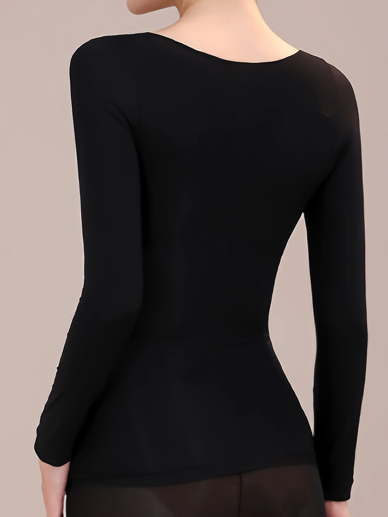 2 Pcs Ultra-Soft Seamless Thermal Long Sleeve Crew Neck Tops for Women - Fall & Winter Loungewear & Underwear Set - Deanwangkt