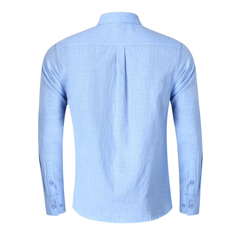 DEANWANGKT 2025 men's linen shirt men's autumn and winter long-sleeved shirt Popular trade large size men's jacket shirt wholesale - Deanwangkt