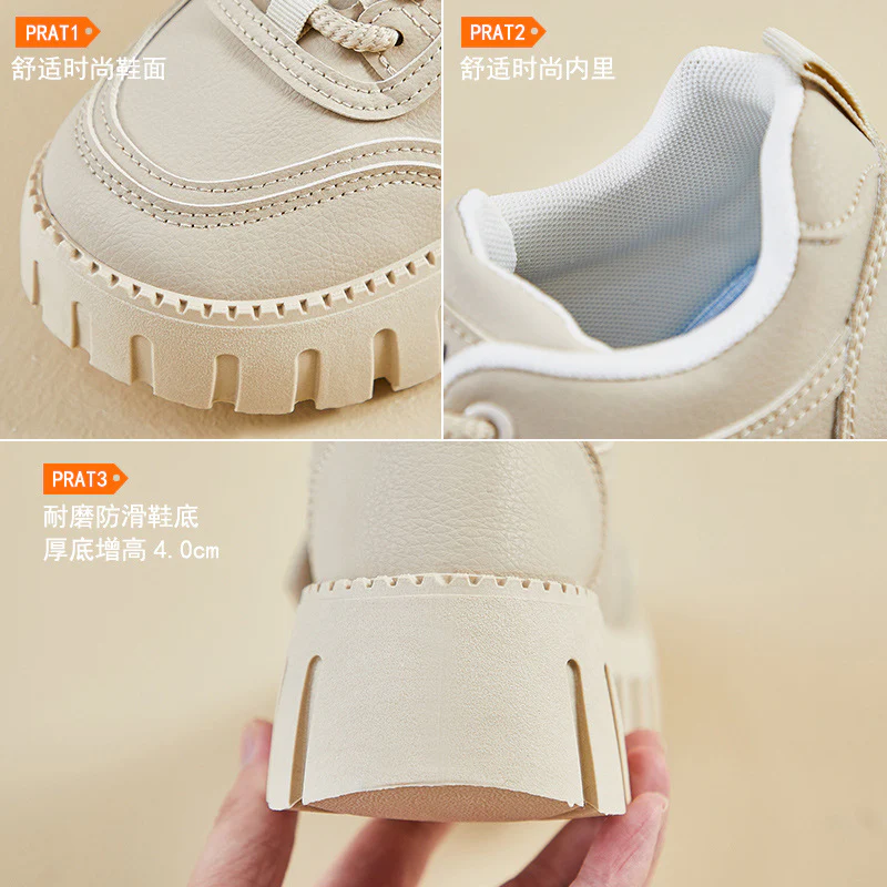 2025 spring little white shoes new Korean version ins female students platform heightening sports board shoes casual street shooting T78-9 - Deanwangkt