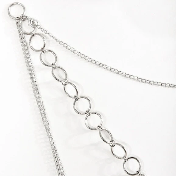 2025  3271  hot-selling new small ring joint metal wave tassel side pendulum chain 8-character chain waist chain body chain - Deanwangkt