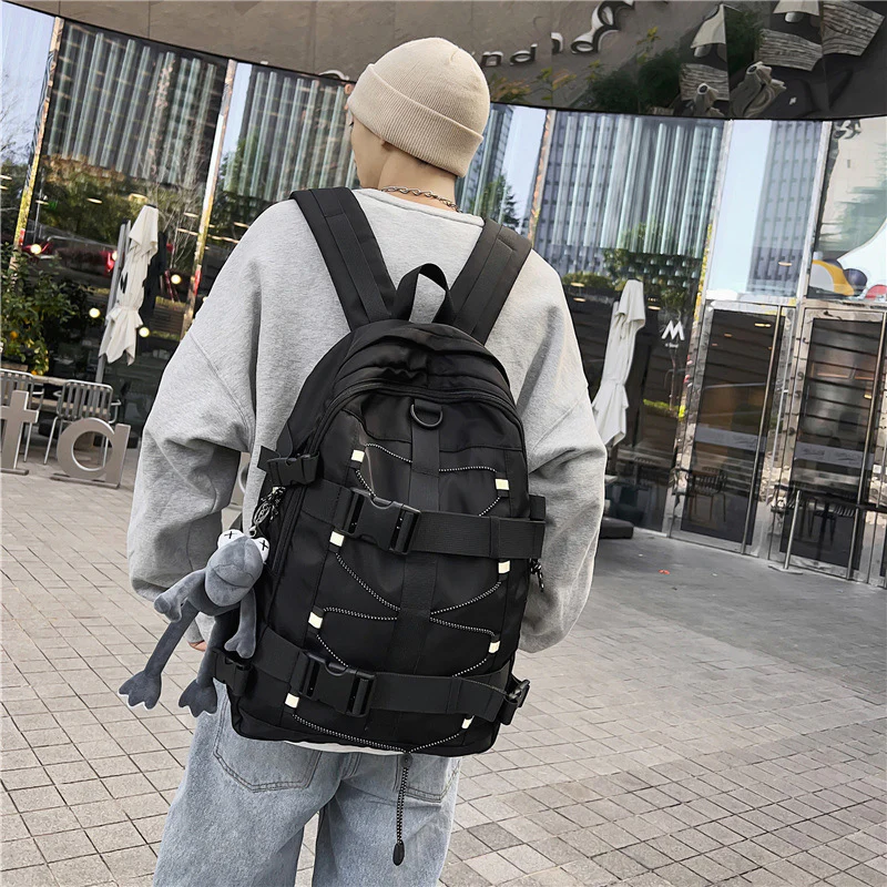 deanwangkt  New Trendy Brand Backpack Men and Women Trendy Cool Backpack Casual Junior High School College Students Schoolbag Personality Skate Bag - Deanwangkt