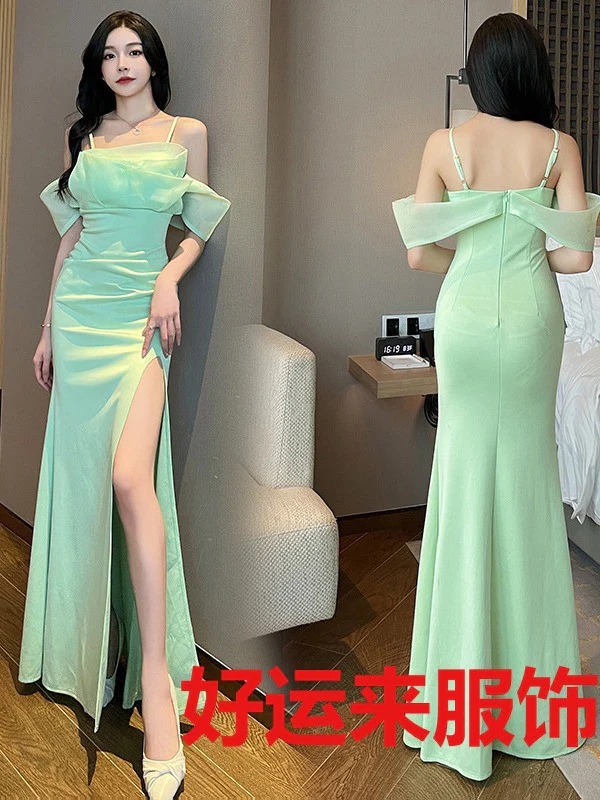 Nightclub Evening Dress Sexy Dress Long Dress Temperament KTV Glade Pedicure Work Clothes Bath Massage Workwear - Deanwangkt