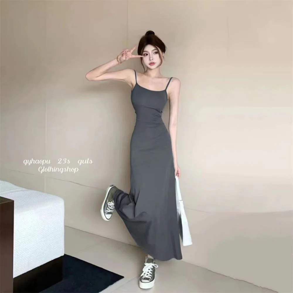 Hot Girl Elastic Sling Dress Women's Summer 2023 New Waist Slimming off-Shoulder Innerwear Bottoming Dress - Deanwangkt