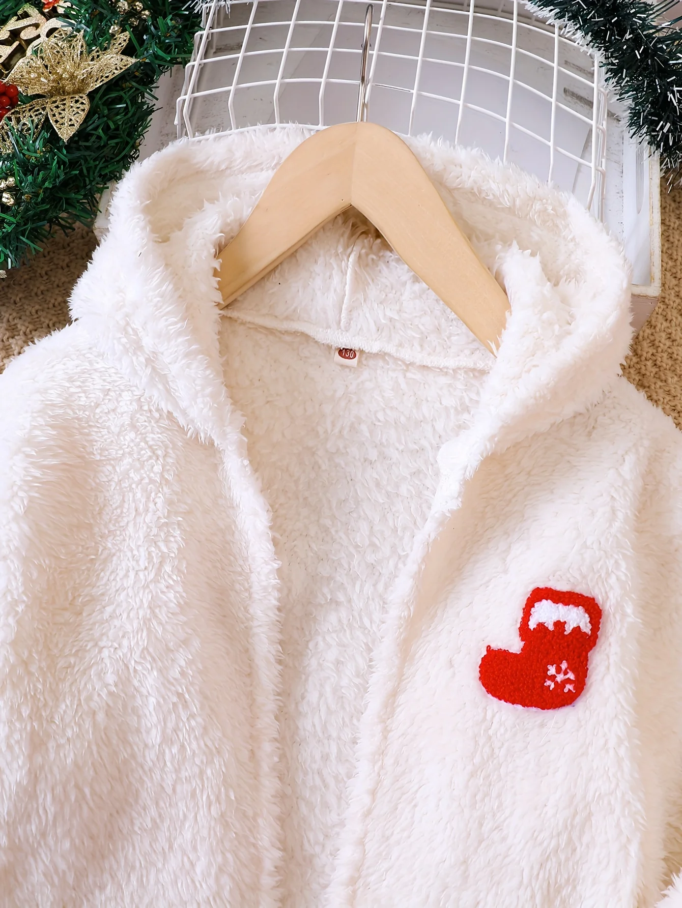 3pcs Set Plush Hooded Jacket + Tank Top + Pants Trendy & Warm Christmas Sets for Girls Kids Gift, Outdoor Casual Activities - Deanwangkt