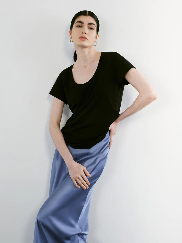 Siyuan, Japanese Knitted Triacetic Acid Cool Anti-Wrinkle Smoothie Lazy Loose Sunscreen T-Shirt Short Sleeve Women 7732 + 773 - Deanwangkt