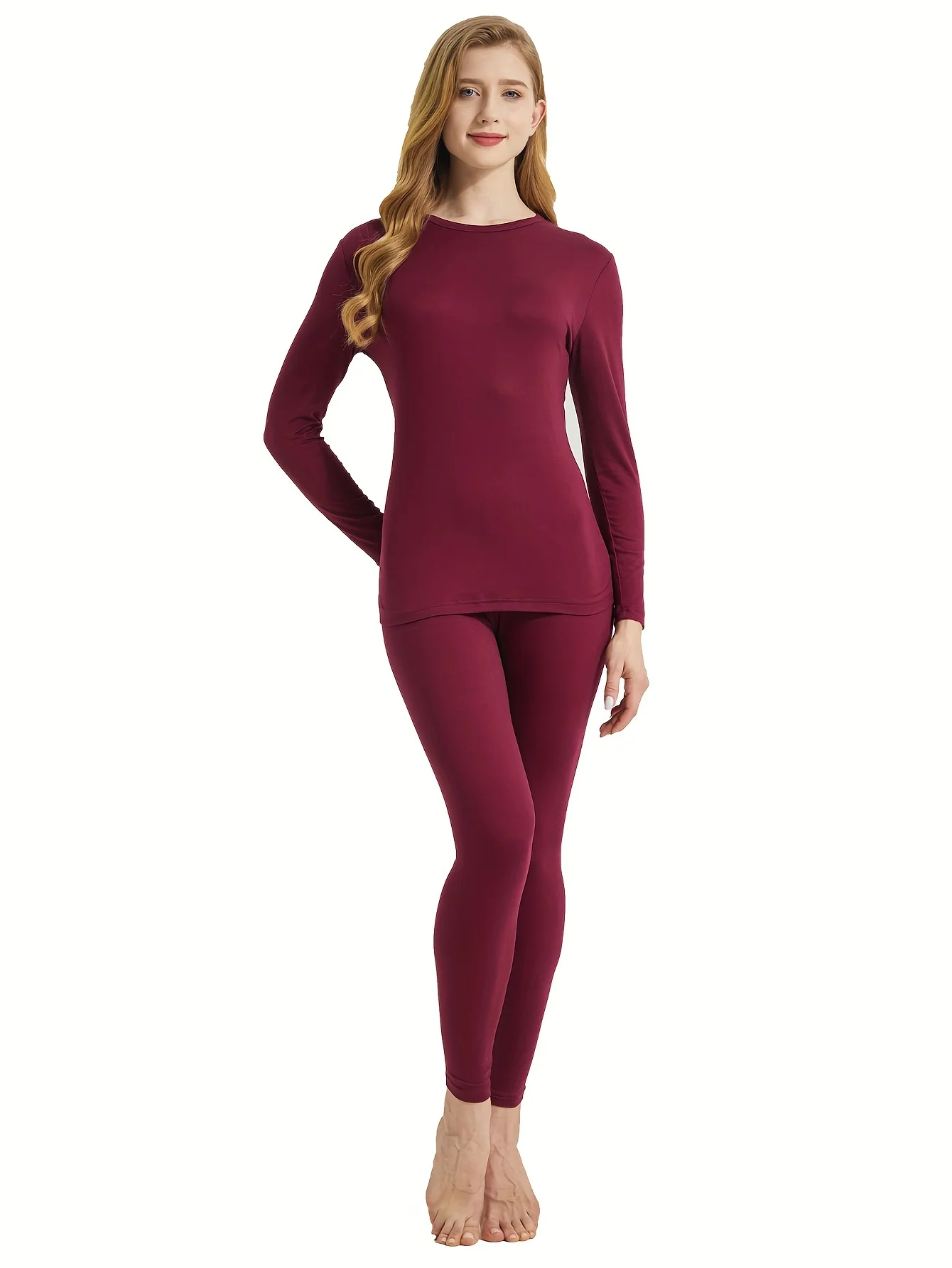 Ultra-Soft Seamless Thermal Underwear Set - Long Sleeve Crew Neck Tops & Cozy Pants for Women - Perfect for Lounging Around or as Underwear - Deanwangkt