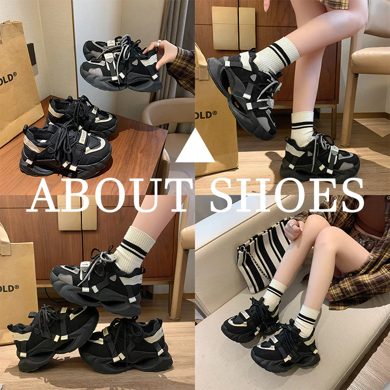 2025 ins Korean version of the new dad shoes girl  spring student running sports platform heightening casual shoes FB7703 - Deanwangkt