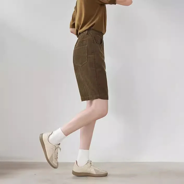 Casual retro autumn shorts, versatile and thin semi-elastic four-color corduroy straight five-point pants 220841 - Deanwangkt
