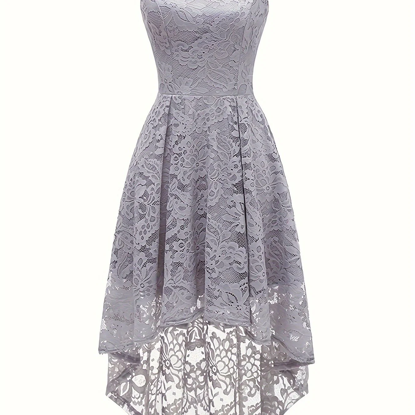 Stunning Floral Lace Fitted Mermaid Dress - Elegant Halter Neck, Micro Elasticity, Contrast Lace Details, Nylon Material, Solid Color, Sleeveless, High-Low Hem, Womens Elegant Clothing for Adult - Deanwangkt