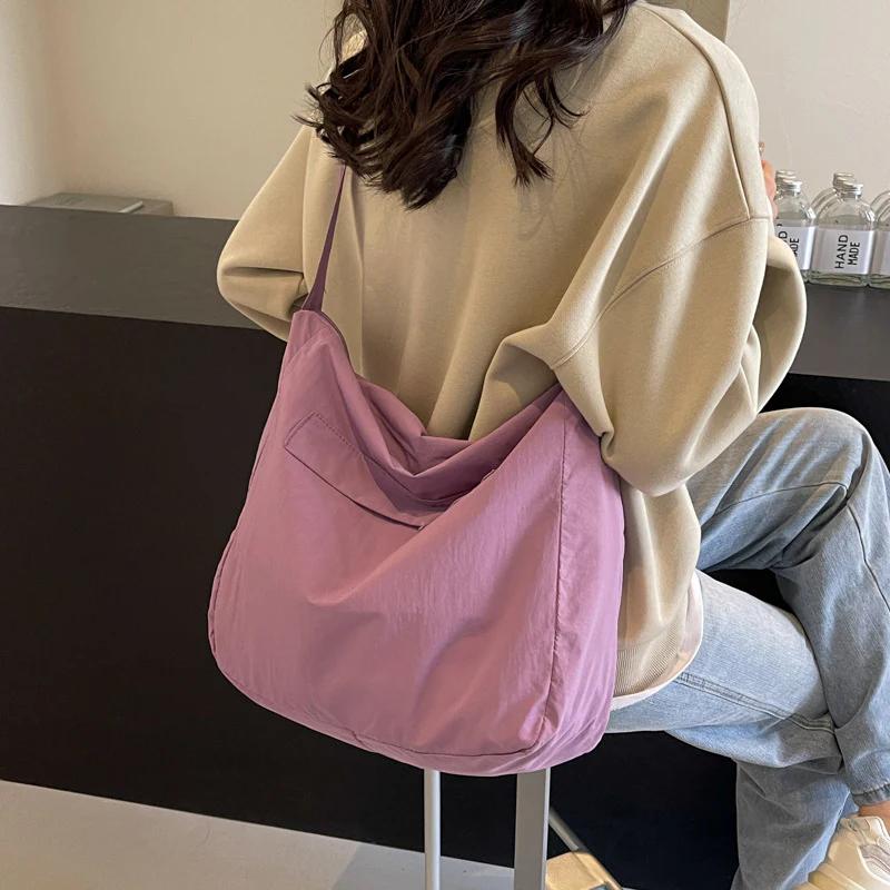 DEANWANGKT 2025 Korean version of fashion messenger bag popular new simple large-capacity shoulder bag literary Mori casual nylon bag women's bag - Deanwangkt
