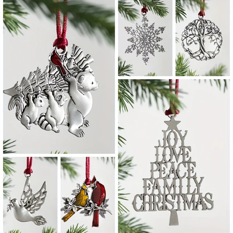 1pc Christmas Tree Ornament Alloy Metal Animal Life Tree Snowflake Ornament Pendant Home Decoration - Deanwangkt