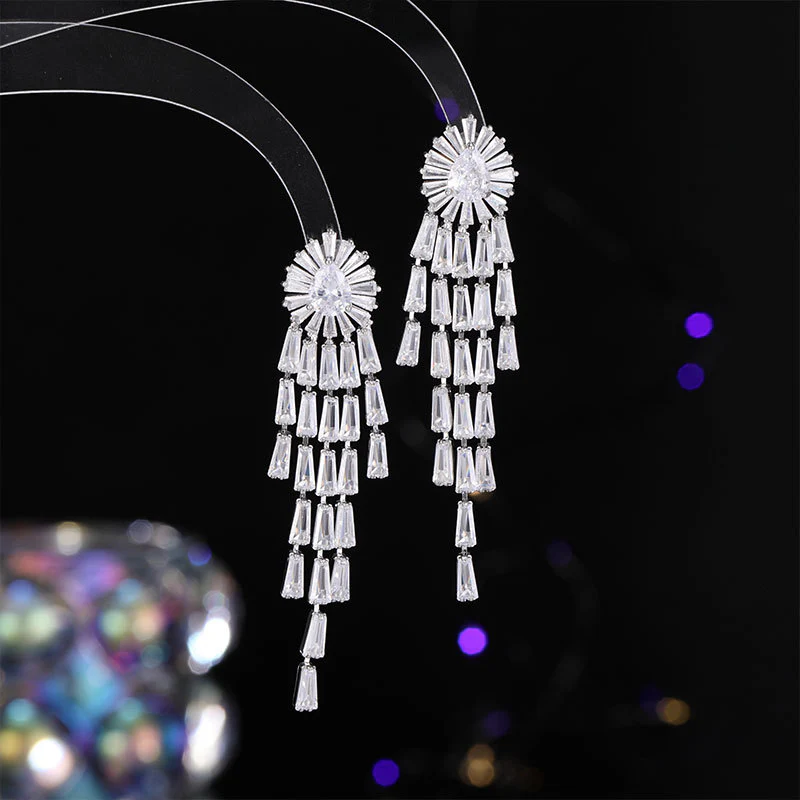 2025 High-end niche earrings  personalized fashion  elegant earrings 925 silver needle long fringed earrings women - Deanwangkt