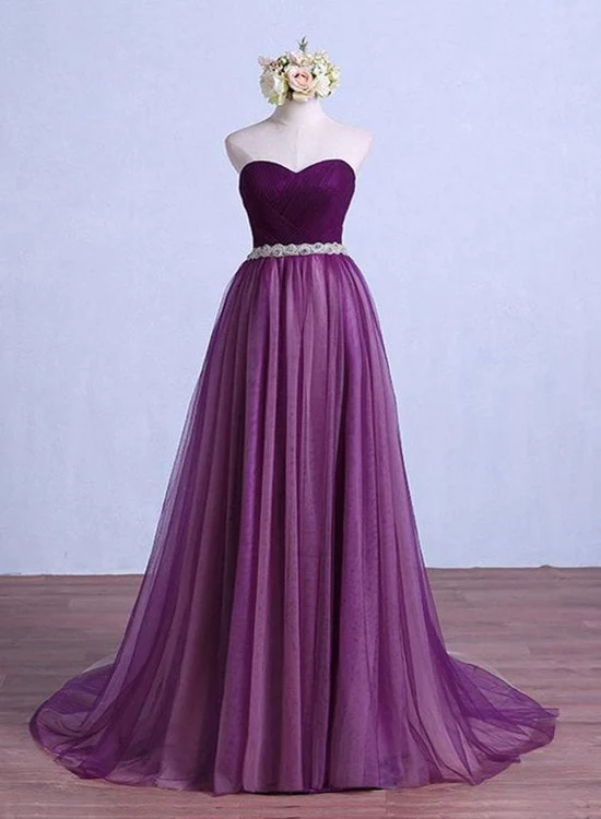 Solvbao Charming Purple Tulle Long Party Gown, Long Formal Dress - Deanwangkt