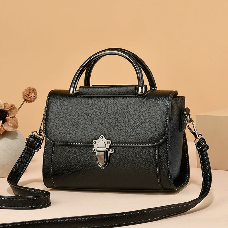new high-end fashion bag women's solid color simple commute shoulder messenger bag small square bag - Deanwangkt
