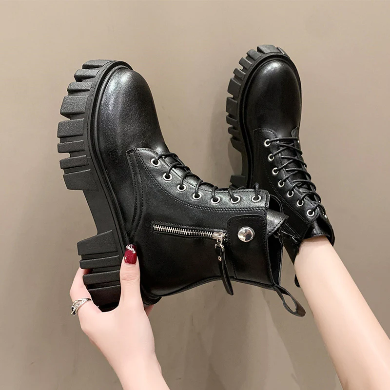 Martin Boots for Women British Style All-Match Thick Bottom Internet Celebrity Spring and Autumn Skinny Shoes Ins Trendy  Summer New Single Ankle Boots - Deanwangkt