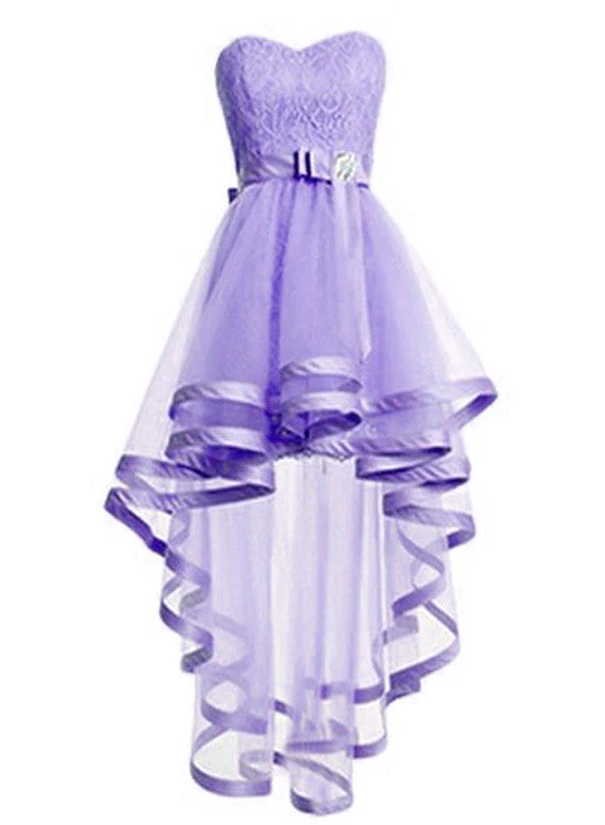 Solvbao Light Purple Tulle High Low Sweetheart Party Dress, Tulle Homecoming Dress - Deanwangkt