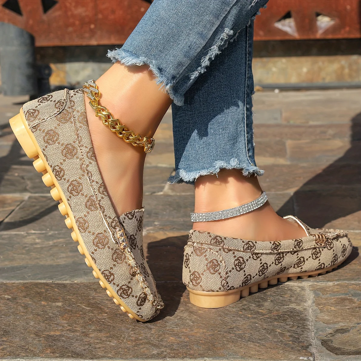 Delightful Floral Pattern Womens Flats - Soft, Lightweight, Breathable, Slip-On Shoes with Round Toe and Fabric Insole for Daily Walking - Perfect for All Seasons - Deanwangkt