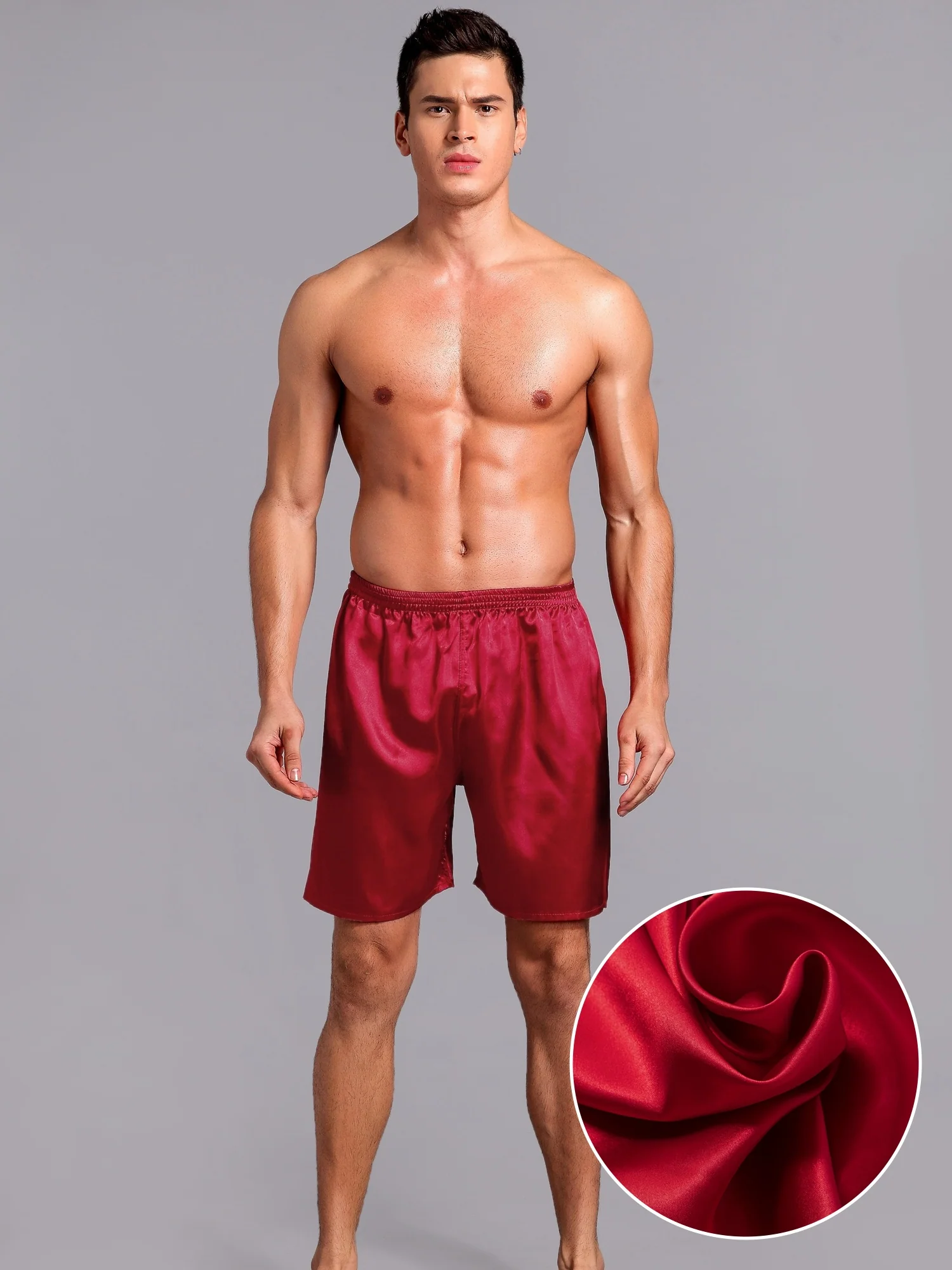 Mens Loose Fit Comfortable Thin Ice Silk Shorts - Soft Polyester Solid Color Casual Pajamas for Summer and All Seasons - Non-Stretch Woven Fabric, Regular Fit, Sheer-Free Design - Deanwangkt