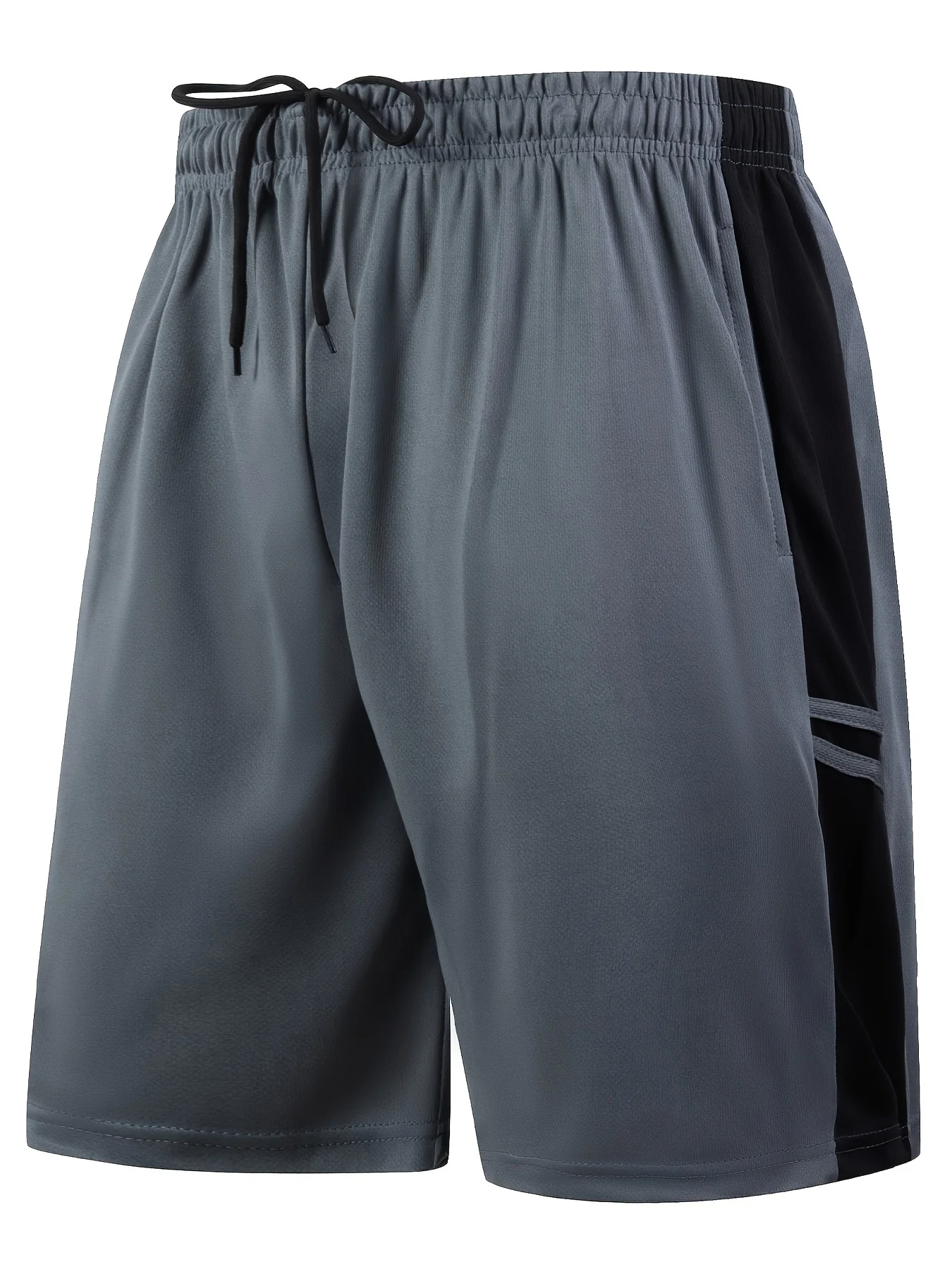 Plus-size Men's Trendy Solid Color Pajama Drawstring Shorts, Stylish All-match Home Pants, Slight Stretch And Quick-drying For Casual And Sports Activities - Deanwangkt