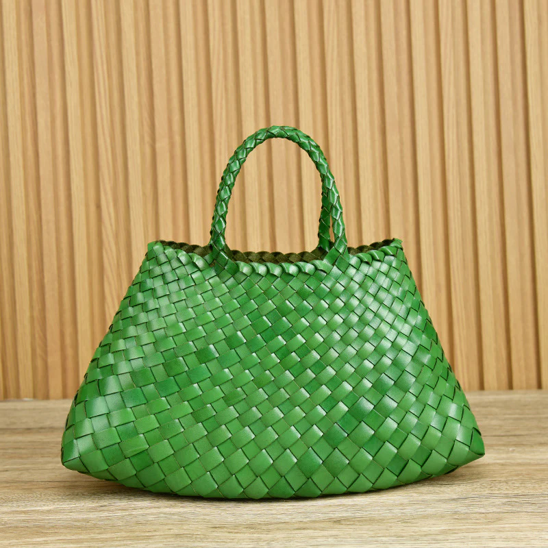 Dragon Diffusion New Woven Bag First Layer Cowhide Handmade Vegetable Basket Bag Genuine Leather Women's Bag - Deanwangkt