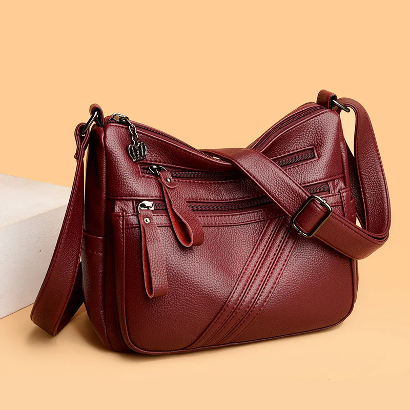 Women's Soft Leather Bag Best-Selling New Type Fashion All-Match Middle-Aged Mom Shoulder Messenger Bag Middle-Aged and Elderly Soft Leather Women's Bag - Deanwangkt