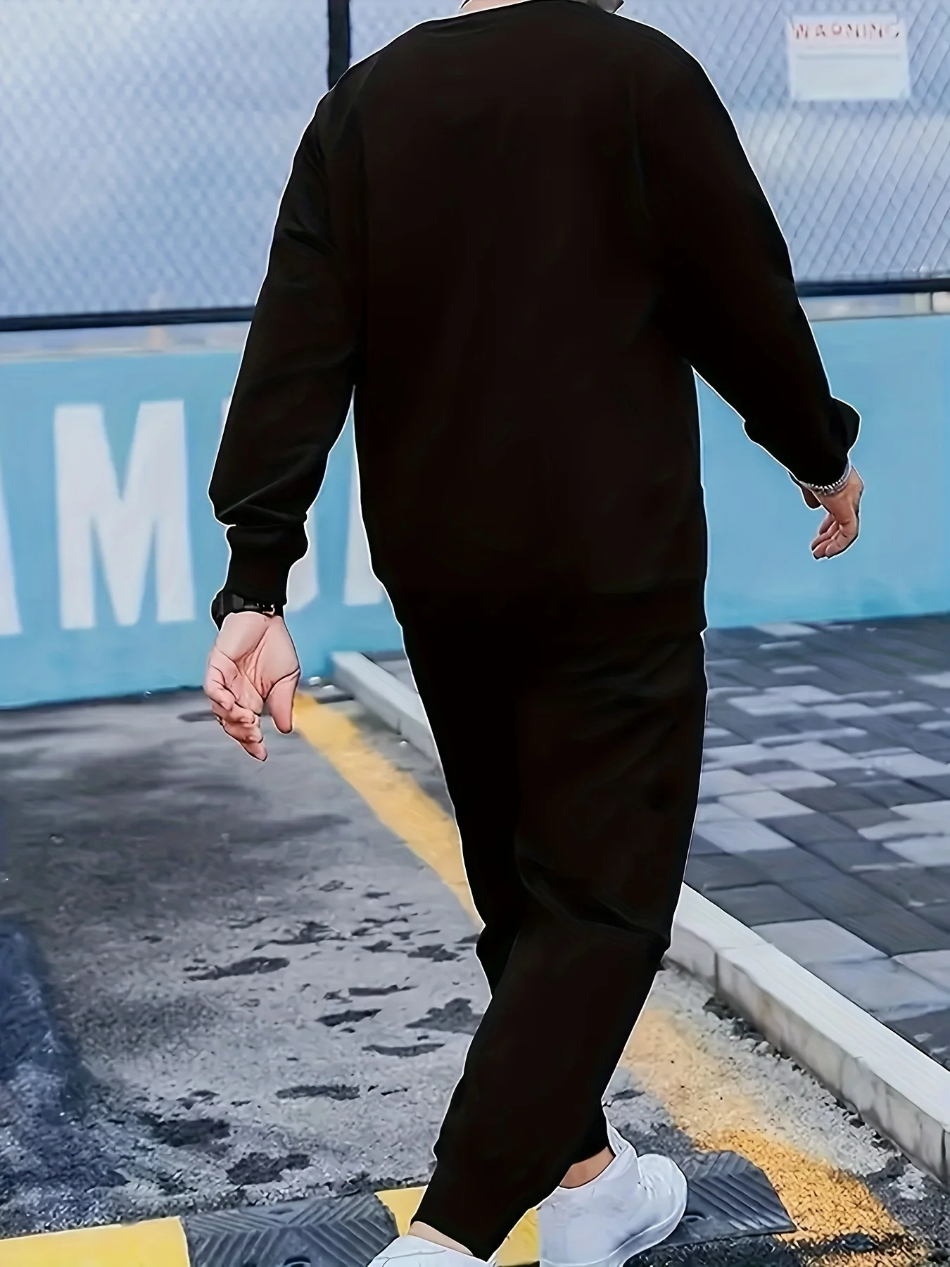 Mens Bear Graphic Comfort Sleepwear Set - Cozy Cotton Blend, Long Sleeve Crew Neck Top & Loose Pants with Pockets, Elastic Waist for Spring Autumn Outdoors - Deanwangkt