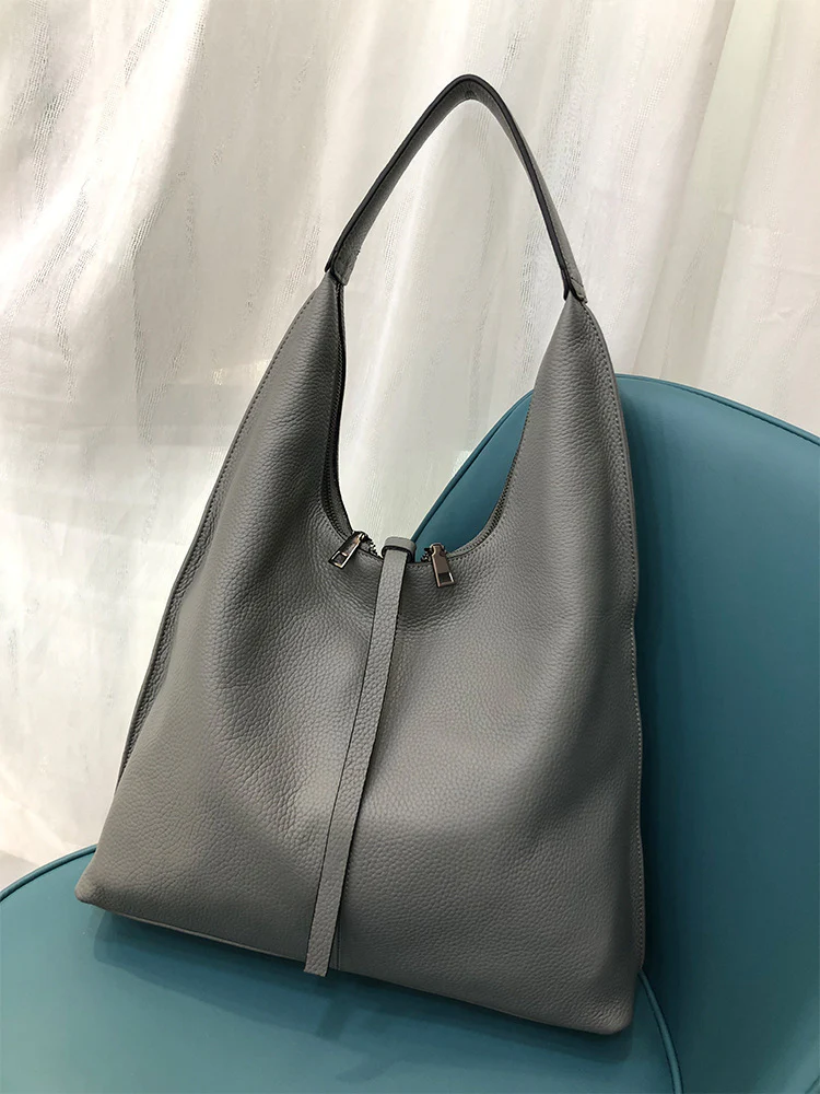 first-layer cowhide women's bag  new versatile shoulder bag genuine leather fashion messenger bag  large bag 5563 - Deanwangkt