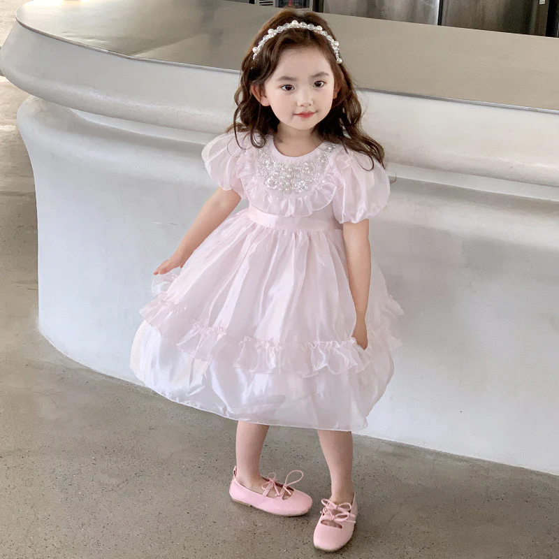 Girls Dress Summer New Western Style Baby Girls' Fashionable Birthday Dress Thin Children Puffy Princess Skirt - Deanwangkt