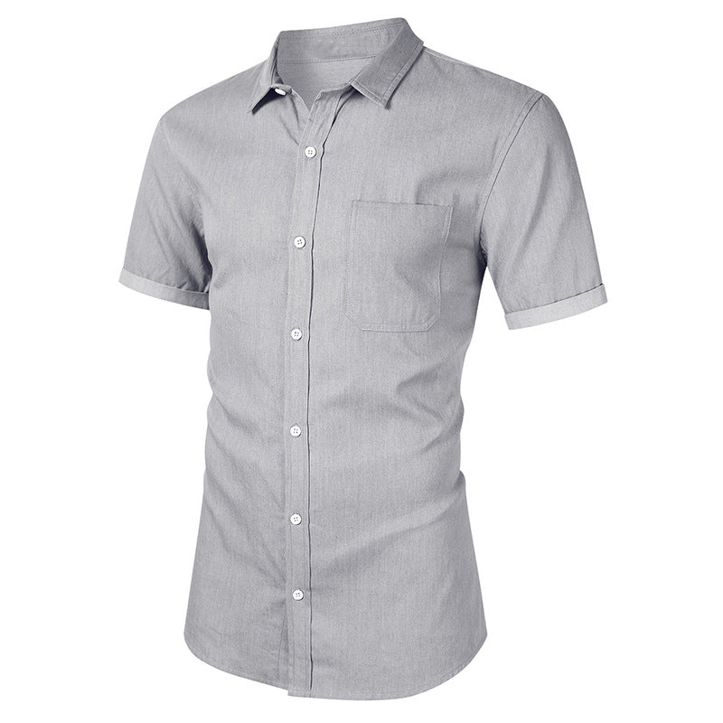DEANWANGKT 2025 Hot Trade Men's Short Sleeve Shirt Men's Casual,  Men's Summer Denim Non-ironing Shirt Business - Deanwangkt