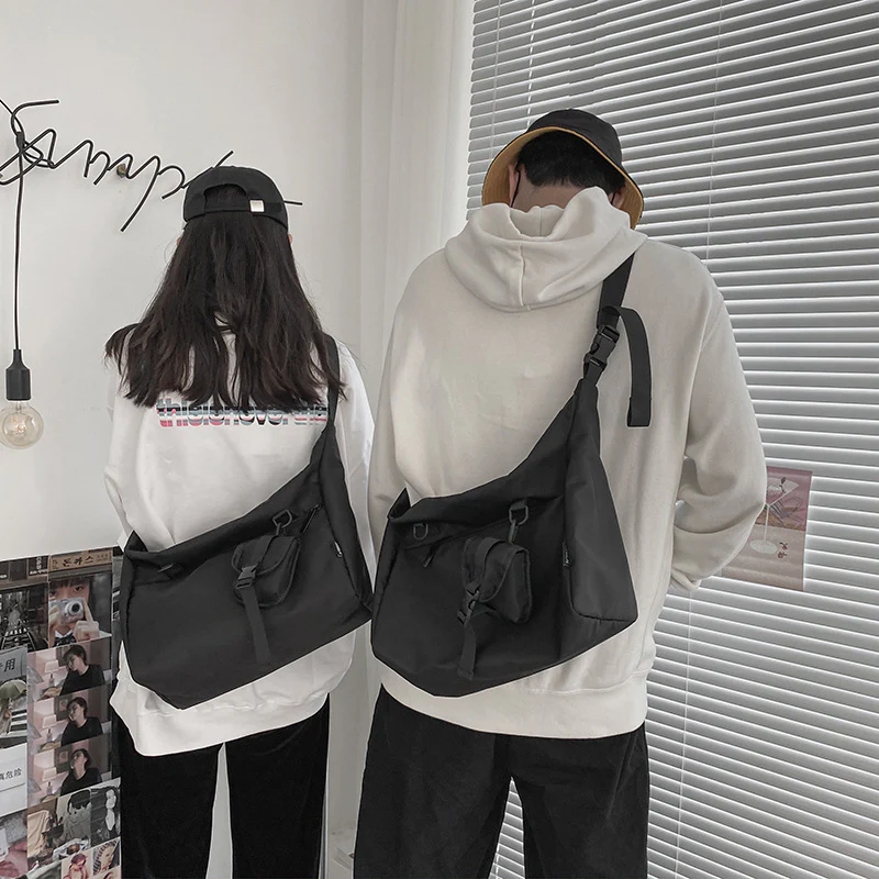 deanwangkt  INS Dark Trendy Messenger Bag Men's Large Capacity Sports Shoulder Bag Women's Casual Bag Student Schoolbag Hong Kong Style Working Style Bag - Deanwangkt