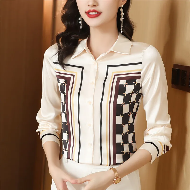 Fashion Plus Size Shirts Designer Tops Women's Lapel Runway Button Shirt Long Sleeve Spring Autumn Winter Office Ladies Printed Blouses Back to School Top - Deanwangkt