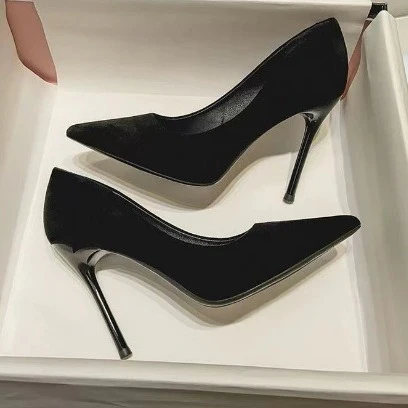 DEANWANGK  Spring and Autumn New Black High Heels Women Low-Cut Pointed-Toe Stilettos Sexy High Sense Classy Shoes - Deanwangkt
