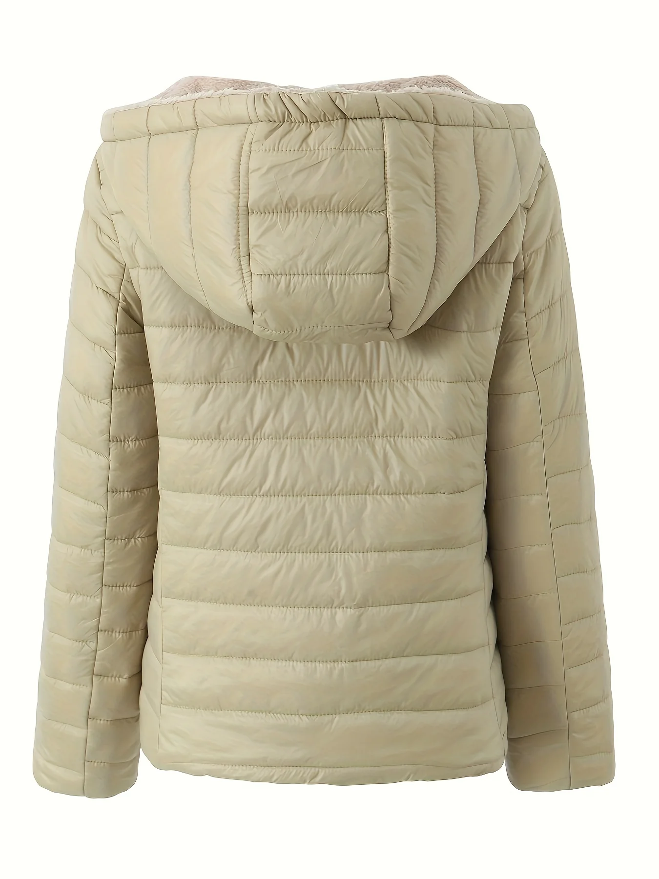 Cozy Quilted Fluffy Jacket - Quilted Lightweight Jackets with Fleece Lining, Zip-up, Hooded, Long Sleeve, Warm, and Casual Outerwear for Winter - Women's Clothing with Comfortable Fit - Deanwangkt