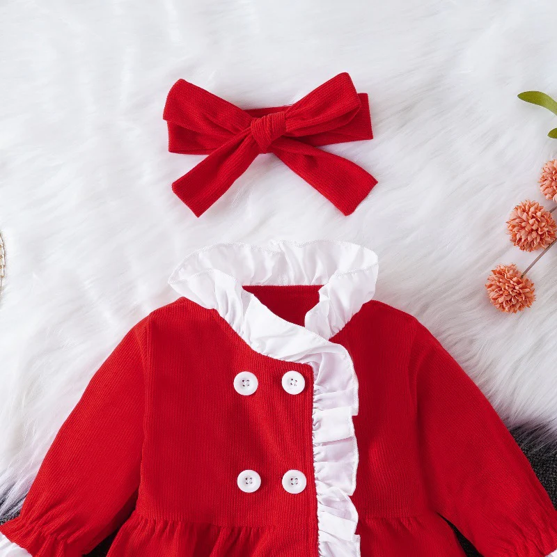 Spring and Autumn Girls' Korean Style Ruffled Dress Children Cute Suit Dress Baby Long Sleeve Princess Dress - Deanwangkt