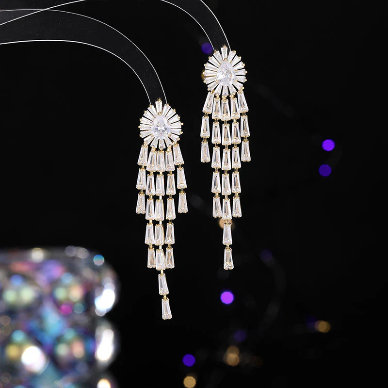 2025 High-end niche earrings  personalized fashion  elegant earrings 925 silver needle long fringed earrings women - Deanwangkt